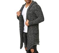 Redbridge Strickjacke mit Kapuze - Langer Cardigan im Grobstrick-Design - Lässige Kapuzenjacke für Freizeit und Alltag Anthrazit XL