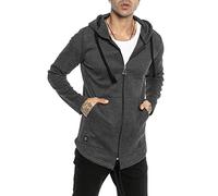 Redbridge Sweatjacke für Herren Cardigan Kapuzenpullover Long Cut Oversize Anthrazit S