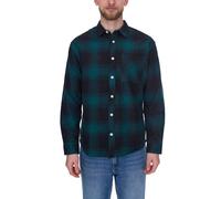 REDEFINED REBEL Herren Langarm-Hemd modisches Business-Shirt Baumwoll-Hemd im Karo-Muster Dunkelblau/Schwarz M