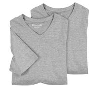 Redfield 2er-Pack XXL T-Shirts grau Melange V-Neck