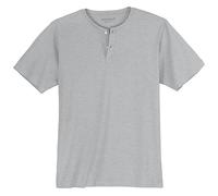 Redfield Übergrößen T-Shirt grau Melange Knopfleiste