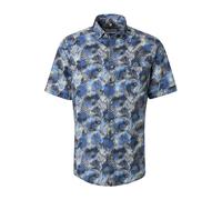 Redmond Casual Fit Leinenhemd blau/grün, Bedruckt