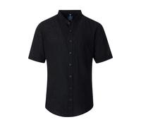Redmond Casual Regular Fit Leinenhemd schwarz, Einfarbig
