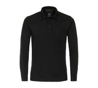 Redmond Casual Regular Fit Longsleeve Poloshirt schwarz, Einfarbig