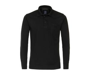 Redmond Casual Regular Fit Longsleeve Poloshirt schwarz, Einfarbig