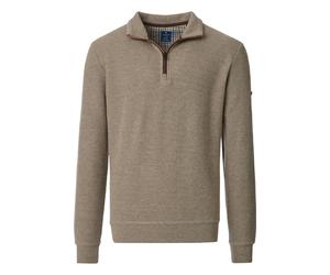 Redmond Casual Regular Fit Troyer beige, Einfarbig