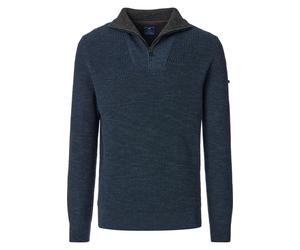 Redmond Casual Regular Fit Troyer blau, Einfarbig