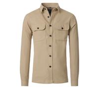 Redmond Comfort Fit Flanellhemd beige, Einfarbig