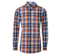 Redmond Herren Freizeithemd Comfort Fit Kariert Langarm Orange Größe XL