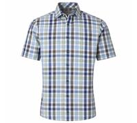 Redmond Hemd Kurzarm Casual Comfort Fit grün blau Weiss Karo 261035999 600, Kragenweite:L