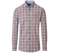 Redmond Herrenhemd Modern Fit Kariert Langarm Orange Größe L