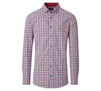 Redmond Herrenhemd Modern Fit kariert Langarm Rot Größe M