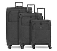 Redolz Essentials 12 THREE SET 4 Rollen Kofferset 3-teilig mit Dehnfalte schwarz