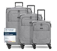 Redolz Essentials 12 THREE SET 4 Rollen Kofferset 3-teilig mit Dehnfalte grau