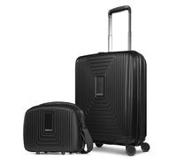 Redolz Essentials 14 Bundle Kabinentrolley mit Dehnfalte & Beautycase 2 tlg. black metallic (TAS021029) schwarz