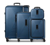 Redolz Essentials14 4-Rollen Kofferset Beautycase 4tlg mit Dehnfalte Laptopfach blau