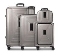 Redolz Essentials14 4-Rollen Kofferset Beautycase 4tlg mit Dehnfalte Laptopfach grau