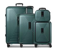 Redolz Essentials14 4-Rollen Kofferset Beautycase 4tlg mit Dehnfalte Laptopfach grün