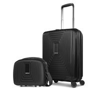 Redolz Essentials 14 Kofferset 2 tlg. Kabinentrolley mit Dehnfalte & Beautycase schwarz