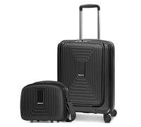 Redolz Essentials 14 Bundle Kabinentrolley mit Dehnfalte & Laptopfach + Beautycase 2 tlg. black metallic (TAS021030) schwarz