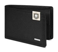 REDOLZ Mini-Geldbörse aus Leder | RFID-Schutz & 4 Kreditkartenfächer | Herren-Geldbeutel Querformat | Maße 10,5 x 2 x 7,5 cm (schwarz)