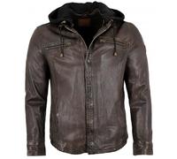 Redpoint - Herren Lederjacke Lammnappa Kapuze dunkelbraun : 60