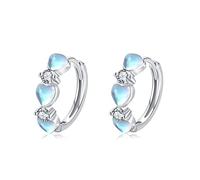 REDSUN 925 Sterling Silber Herz Mondstein Creolen für Mädchen Damen Kleine Ohrringe Elegante Silber Creolen Hypoallergen, Schmuck für Frauen Mutter, Damen, Frauen, Kinder - Muttertagsgeschenk