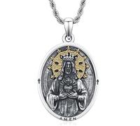 REDSUN 925 Sterling Silber Jesus Anhänger Halskette Gold-Silber Zweifarbig, Religiöses Schmuckstück, AMEN Gravur für Damen Herren Geburtstag
