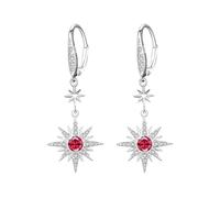 REDSUN 925 Sterling Silber Stern Ohrringe Damen, Achtzackiger Stern Ohrhänger mit Rosa Zirkon, Elegante Stern Ohrringe Silber, Funkelnder Schmuck, für Mädchen Tochter Frauen Ehefrau Mutter Geburtstags