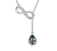 REDSUN Damen Infinity Halskette Unendlich Infinity Anhänger 925 Sterling Silber Tropfen Algen-Achat Anhänger Geburtstag Valentinstag Weihnachten Schmuck Geschenke für Frauen Freundin Frau Mama