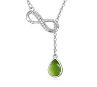 REDSUN Damen Infinity Halskette Unendlich Infinity Anhänger 925 Sterling Silber Tropfen Grünes Juwel Anhänger Geburtstag Valentinstag Weihnachten Schmuck Geschenke für Frauen Freundin Frau Mama