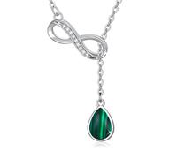 REDSUN Damen Infinity Halskette Unendlich Infinity Anhänger 925 Sterling Silber Tropfen Malachit Anhänger Geburtstag Valentinstag Weihnachten Schmuck Geschenke für Frauen Freundin Frau Mama