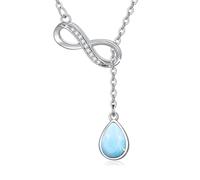REDSUN Damen Infinity Halskette Unendlich Infinity Anhänger 925 Sterling Silber Tropfen Meeresstein Anhänger Geburtstag Valentinstag Weihnachten Schmuck Geschenke für Frauen Freundin Frau Mama
