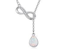 REDSUN Damen Infinity Halskette Unendlich Infinity Anhänger 925 Sterling Silber Tropfen Opal Anhänger Geburtstag Valentinstag Weihnachten Schmuck Geschenke für Frauen Freundin Frau Mama