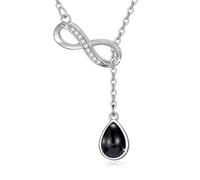 REDSUN Damen Infinity Halskette Unendlich Infinity Anhänger 925 Sterling Silber Tropfen Schwarzer Onyx Anhänger Geburtstag Valentinstag Weihnachten Schmuck Geschenke für Frauen Freundin Frau Mama