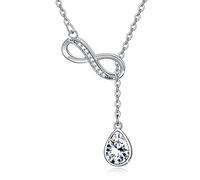 REDSUN Damen Infinity Halskette Unendlich Infinity Anhänger 925 Sterling Silber Tropfen Zirkonia Anhänger Geburtstag Valentinstag Weihnachten Schmuck Geschenke für Frauen Freundin Frau Mama