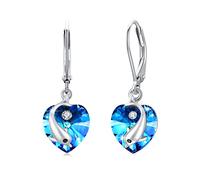 REDSUN Delfin Ohrringe 925 Sterling Silber Herz Kristall Ohrhänger Hängend Damen Ohrringe Tier Delphin Schmuck für Mädchen Mama Mutter Tochter Damen Frauen Kinder Geburtstag Weihnachten