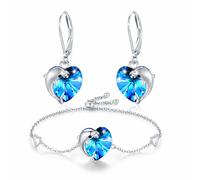 REDSUN Delfin Schmuck Set 925 Sterling Silber | Delfin Kristall Ohrringe & Verstellbares Delfin Armband mit Anhänger Meer Schmuck Geschenk für Frauen Mädchen | Geburtstag Weihnachten Valentinstag