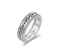 REDSUN Evil Eye Ring S925 Sterling Silber Bösem Blick Ring #11 nicht drehbarer Schutzring Geschenk für Herren Männer Vater Ehemann