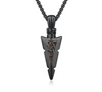 REDSUN Gotische Pfeilspitze Schwarz Kette Herren,S925 Sterling Silber Pfeil Anhänger Schwarz mit Ebenholz Halskette Keltische Holz Schmuck für Herren Sohn Männer Damen Geburtstag Geschenke