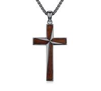 REDSUN Holz Kreuz Kette Schwarz S925er Sterlingsilber Ebenholz Kreuz Anhänger Männer Amulett Halskette Hypoallergen Jesus Religiöser Schmuck für Herren Damen Unisex Vater 22+2'' Edelstahlkette
