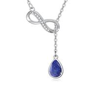 REDSUN Infinity Halskette Unendlich Anhänger 925 Sterling Silber Tropfen Lapislazuli Anhänger Geburtstag Valentinstag Weihnachten Schmuck Geschenke für Frauen Freundin Frau Mama