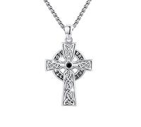 REDSUN Keltische Halskette S925 Sterling Silber Viking Kreuz Kette mit Keltischem Kreuz Anhänger,Keltische Knoten Amulett Schmuck für Herren Jungen Männer Damen, Wikinger Geschenk Valentinstag