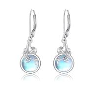 REDSUN Mondstein Ohrringe S925 Sterling Silber Ranke 8mm Mondstein Ohrhänger Lebensbaum Schmuck für Frauen Ehefrau Freundin Tochter Valentinstag
