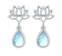 REDSUN Mondstein Ohrringe Silber 925 Mondstein Lotus Ohrringe Mondsteins Ohrstecker Schmuck Geschenke für Frauen Mädchen Kind Tochter Mutter