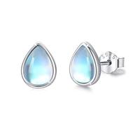 REDSUN Mondstein Ohrstecker 925 Sterling Silber Kleine Wassertropfen Ohrstecker Hellblau Ohrringe für Mädchen Kinder Geburtstags Weihnachts, Geschenke für Frauen Mutter Ohrringe Geschenk für Sie