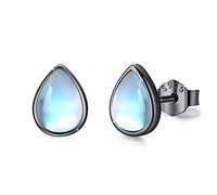 REDSUN Mondstein Ohrstecker Schwarz 925 Sterling Silber Ohrstecker Hellblau Ohrringe für Mädchen Kinder Geburtstagsgeschenk Geschenke für Frauen Mutter Valentinstag