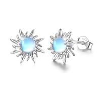 REDSUN MondsteinSonne Ohrringe 925 Sterling Silber Sonne Ohrstecker Hypoallergene Sonne Ohrringe Silber Sonnen Ohrringe Geschenke für Damen Mädchen Kinder