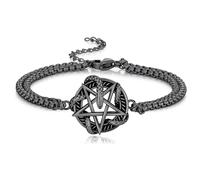REDSUN Schlangen Armband für Männer 925 Sterling Silber Schwarze Pentagramm Armband Schwarze Amulett Schmuck Geschenke für Männer Frauen Jungen Vater Halloween Geschenke