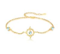 REDSUN Sonne Armband 925 Sterling Silber Opal Sonne Armband Gold Verstellbar Armband Blue/White Opal Schmuck Geschenk Geburtstag Weihnachten für Frauen Mutter Frau Mädchen